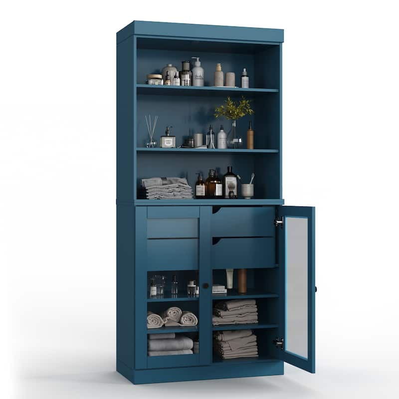 100% Solid Wood 32" Bathroom Cabinet with Optional Doors, 2-Drawers by Palace Imports