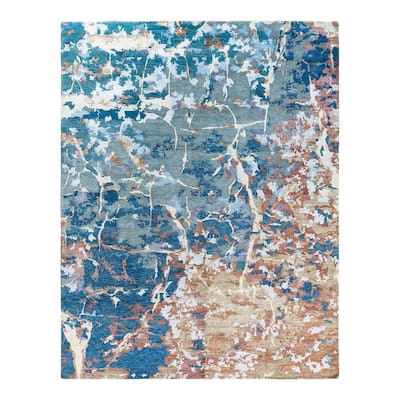 Modern One-of-a-Kind Hand-Knotted Area Rug - Gray, 8' 1" x 10' 3" - 8' 1" x 10' 3"