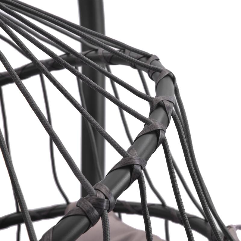 outdoor patio Wicker Hanging Chair Swing Chair Patio Egg Chair UV Resistant Dark grey cushion Aluminum frame