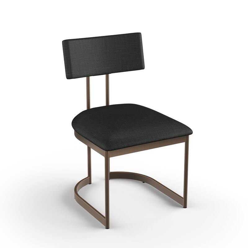 Amisco Lucio Upholstered Dining Chair with Metal Legs - Black Polyester / Bronze Metal