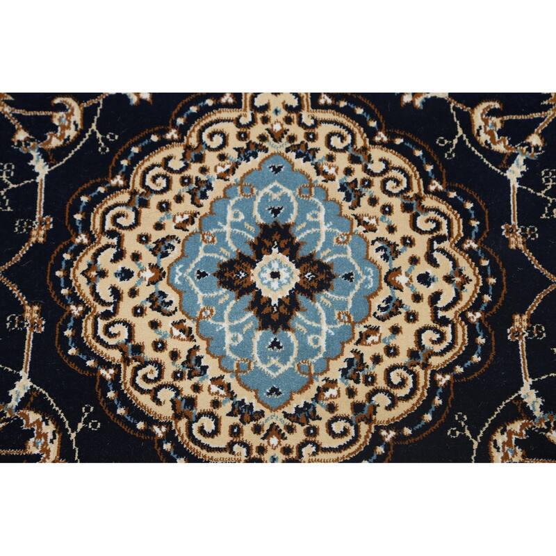 Navy Blue Floral Oriental Traditional Tabriz Area Rug Turkish Carpet