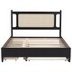 preview thumbnail 12 of 13, Trundle Platform Bed Queen Size Bed Frame and Twin Size Trundle, with Unique Rattan Headboard 2 Storage Drawer, Elegant Espresso