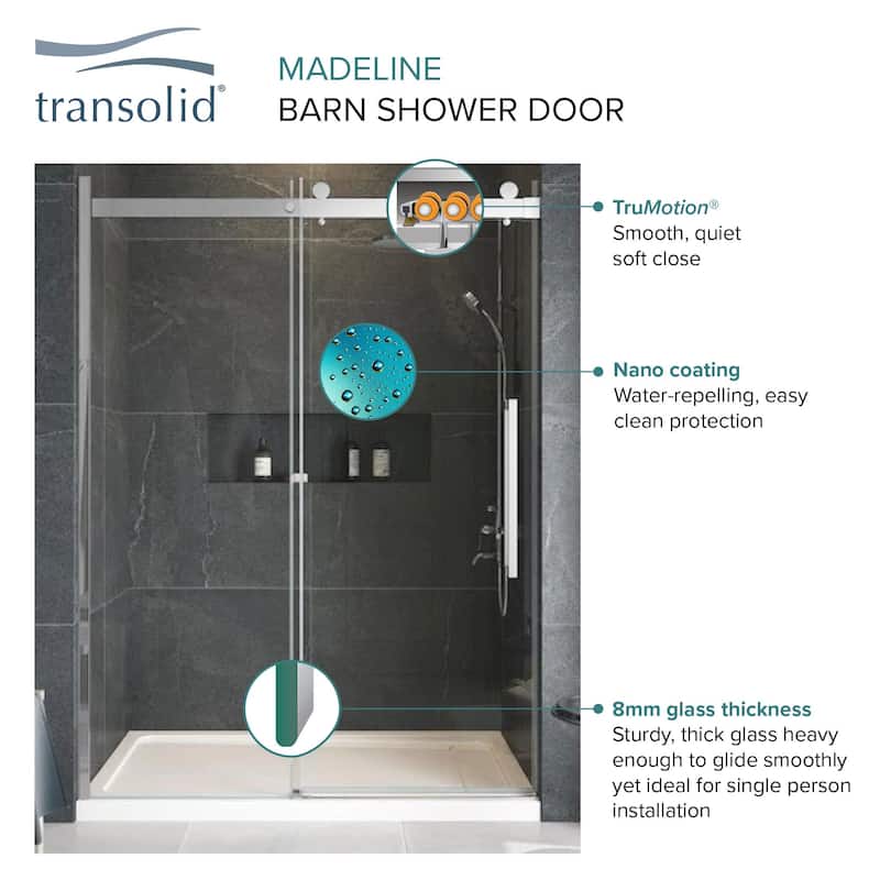 Madeline 60 in. W x 60 in. H Sliding Frameless Shower Door with Fixed Panel with Frosted Glass - 56-60-in W x 60-in H