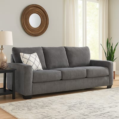 Anise Sofa Sleeper with Queen Size Pull Out Bed, Pewter Gray Polyester