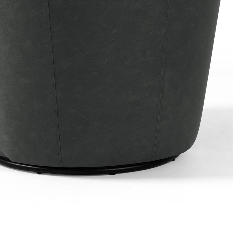 Faux Leather Velvet Upholstered Swivel Barrel Chair
