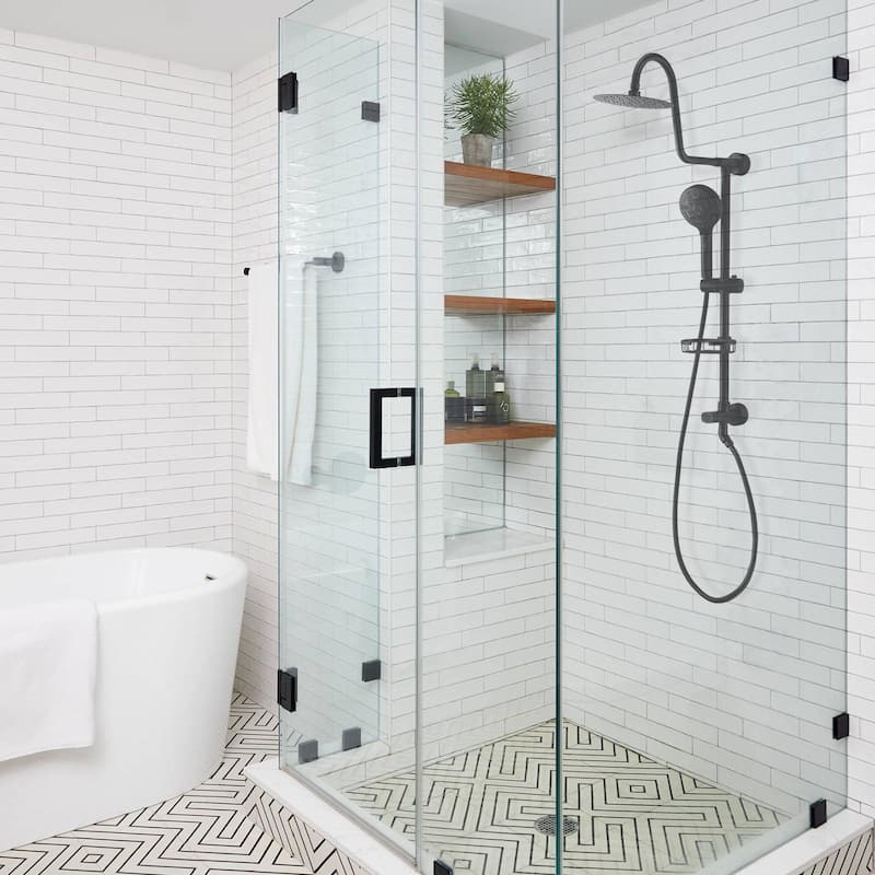 WOWOW Wall Bar Shower Kit 8 in. Rain Shower Head with Hand Shower