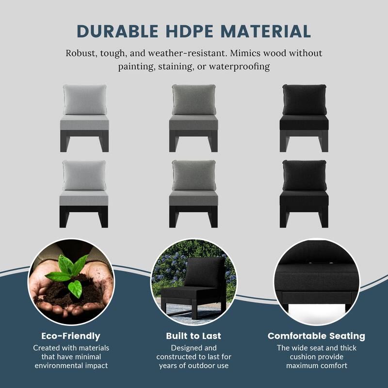 Endless Patio Deep Seating Armless Chair with Black Frame