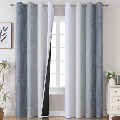 Blackout Curtains & Drapes,Thermal Insulated Ombre Blackout Drapes,Full Room Darkening Energy Saving Curtains,52Wx84L,2 Panels