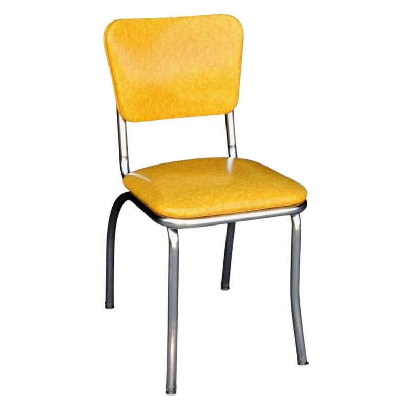 Elegant Diner Chair - Chrome Base, Wood Seat, Solid Back - 19.5" x 15.5" x 31.5" - 31.5