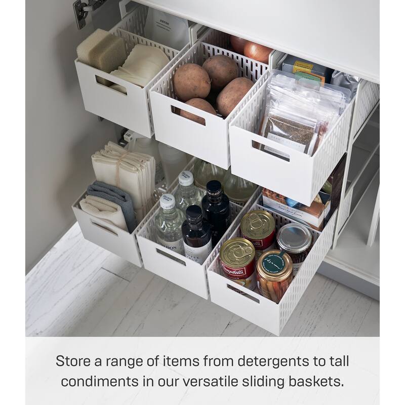 Yamazaki Home Two-Tier Cabinet Storage Basket, ABS Plastic - L 12.8 x W 6.3 x H 18.11 inches