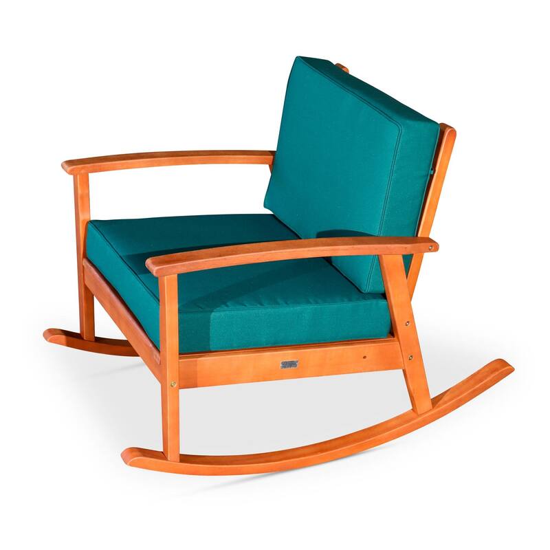 Eucalyptus Rocking Chair with Cushions, Natural Oil Finish