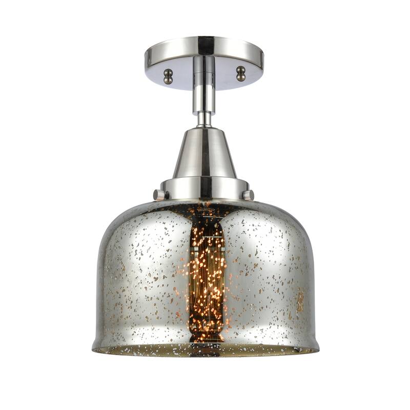 Innovations Lighting Caden Bell - 1 Light 8" Flush Mount - Silver Plated Mercury/Polished Chrome