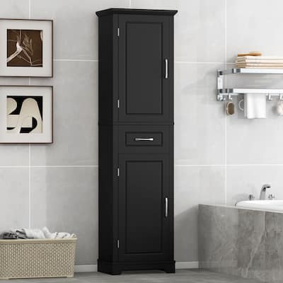 Bathroom Cabinet with Door Shelves, Bathroom Floor Storage Cabinet, Kitchen Pantry Cabinet with 2 Doors & Adjustable Shelves