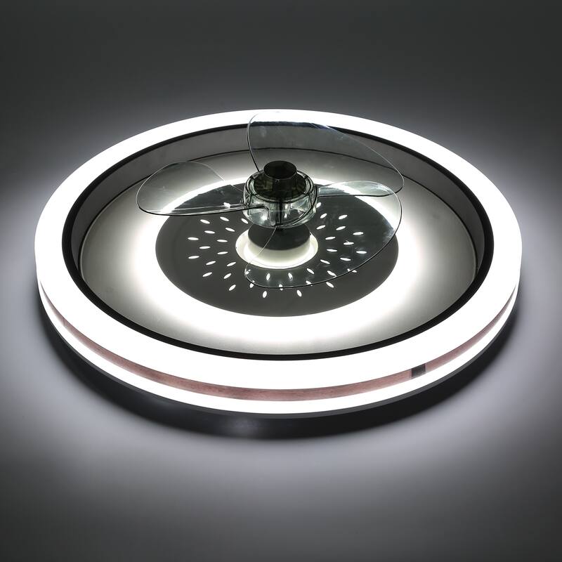 Cusp Barn 19-inch Modern Low Profile Smart Ceiling Fan with Lights and APP Remote Control Flush Mount Dimmable LED Ceiling Light