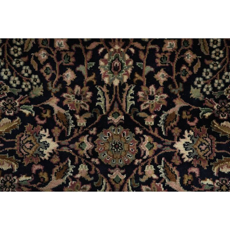 Hand Knotted Oriental 100% Wool Carpet Traditional All-Over Navy Blue & Blues Tabriz Area Rug - 10' 7'' X 7' 9''