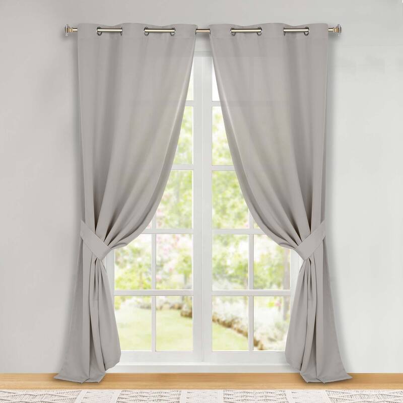 Superior Solid Machine Washable Room Darkening Grommet Blackout Curtains, Set of 2