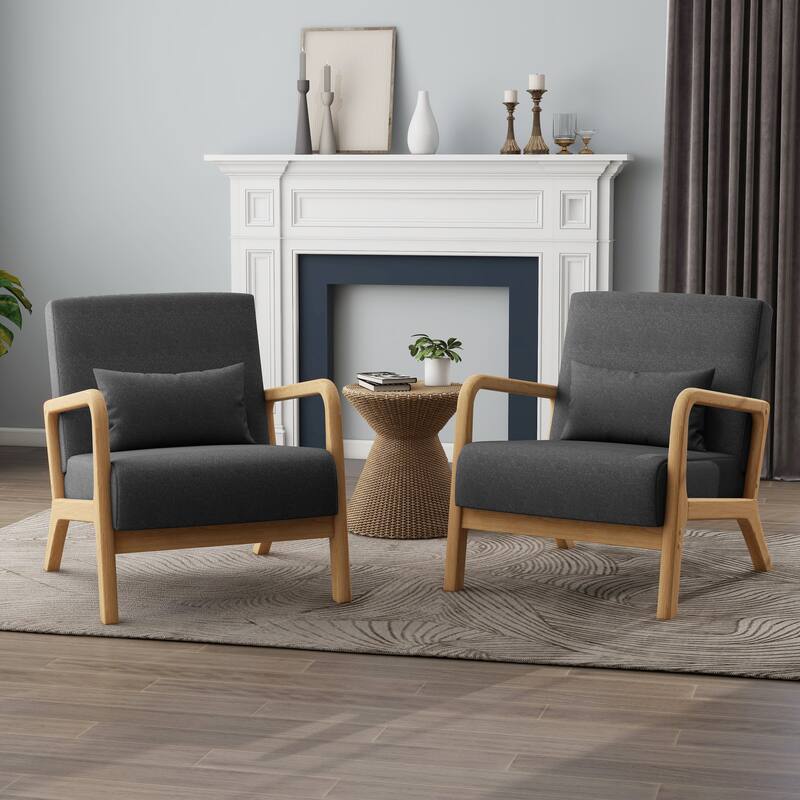 Upholstered Armchair Leisure Chair Accent Chairs Set of 2 with Pillow