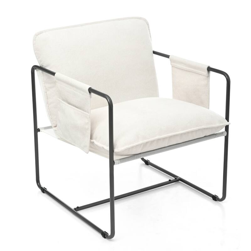 2 Sets 1 Case, Upholstered hanging armchair with arm pocket metal frame