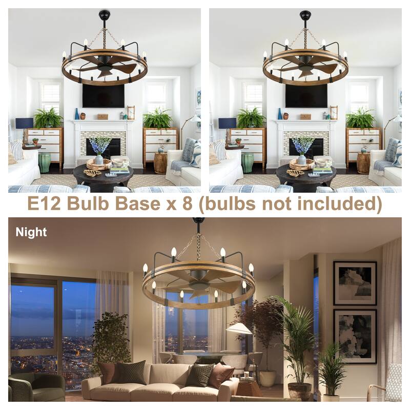 Bella Depot 36" Farmhouse Ceiling Fan with Light and Remote Rustic Metel Ceiling Fan