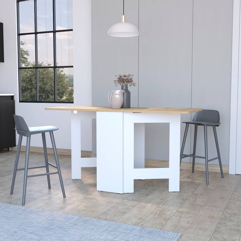 FM Furniture Kailua Folding Dining Table, Space-Saving, Foldable in 3 Forms