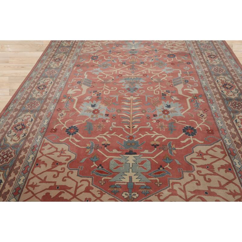 9x12 Hand Knotted Wool Rose Heriz Plush Pile Pande Cameron Pile Rug - 9' x 12'