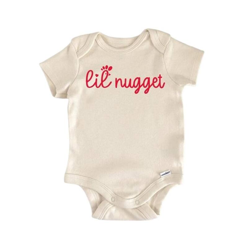 Chicken Nugget Foodie Food - Baby Boy Girl Clothes Infant Bodysuit Funny Cute Newborn - White - 0-3M