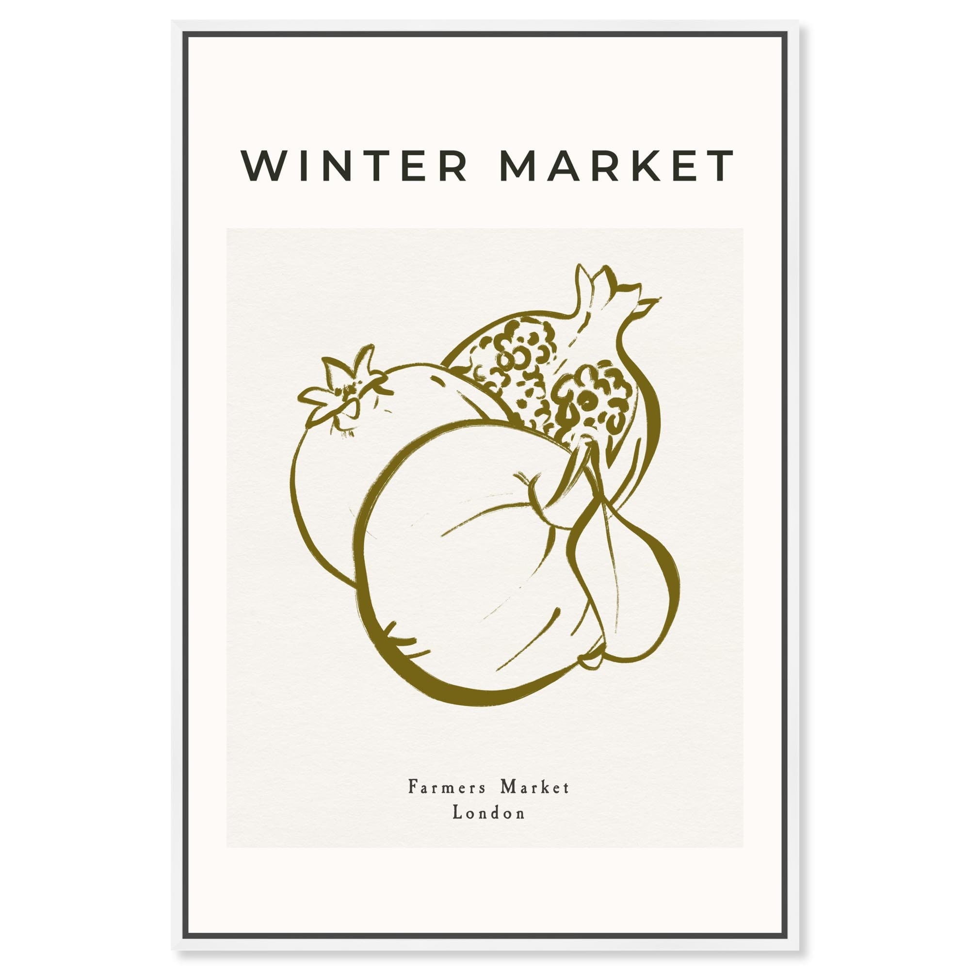 Winter Market Pomegranate White Canvas Modern Kitchen Print by Art Remedy