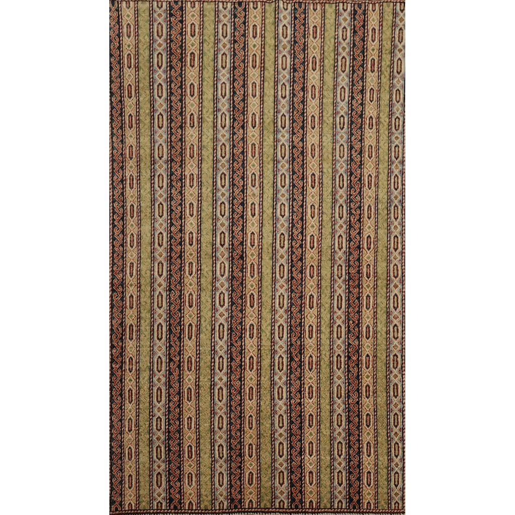 Hand Knotted Oriental 100% Wool Carpet Traditional Geometric Multi-Colored Kazak Area Rug - 5' 11'' X 3' 10''