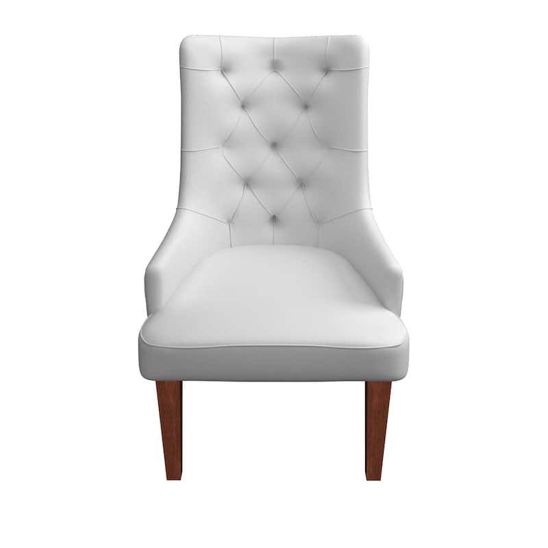 Dining Chair in Leather/Velvet Diamond-Tufted Design Side Chair in Rubberwood
