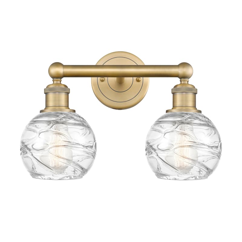 Innovations Lighting 616-2W-11-15 Athens Vanity Athens Deco Swirl 2 - Brushed Brass / Clear Deco Swirl