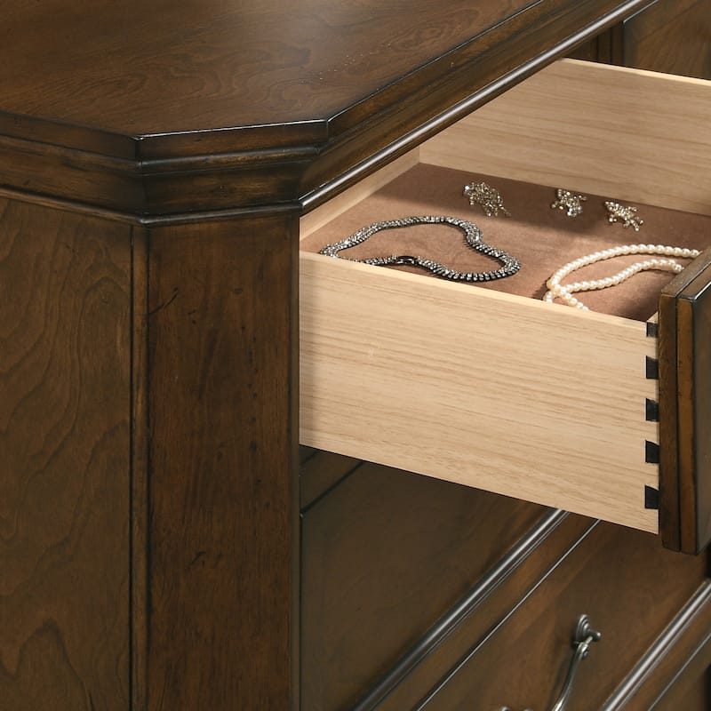 Maderne Traditional Wood 3-Drawer Nightstand, Antique Walnut