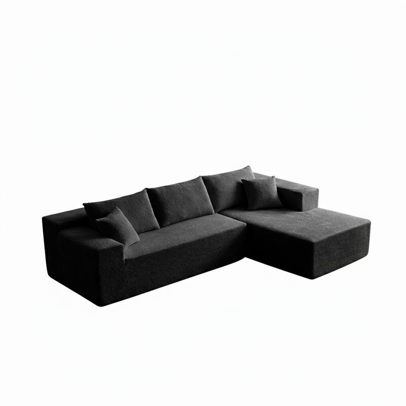 103.54" L-Shaped Modern High-Density Sponge Velvet Modular Sectional Sofa with Chaise & Pillows