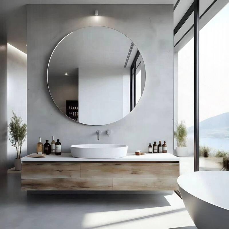 Metal Framed Round Bathrrom Mirror