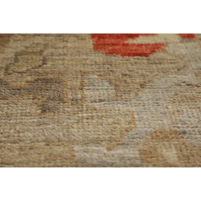 Hand Knotted Oriental 100% Wool Carpet Transitional All-Over Beige & Ivories Oushak Area Rug - 9' 9'' X 8' 4''