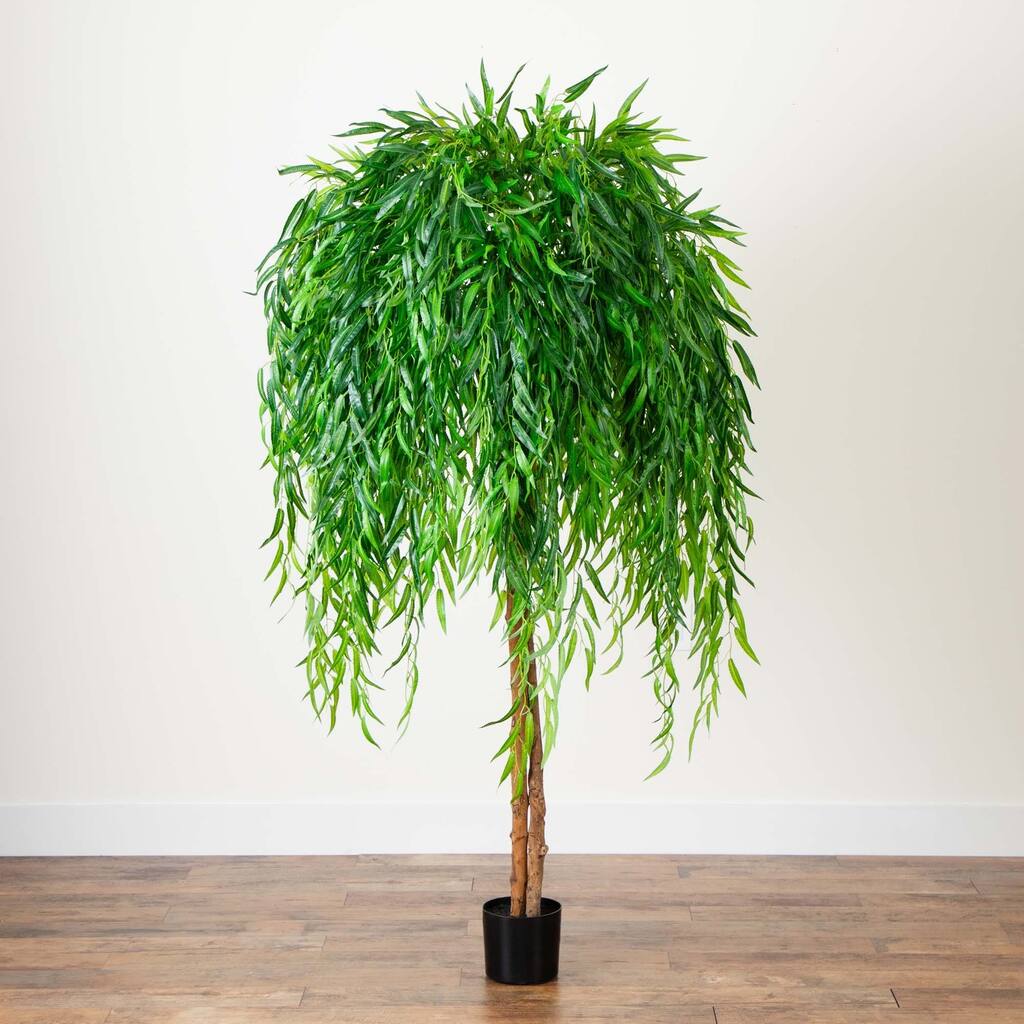 Artificial Potted Willow Tree - 6' - Green