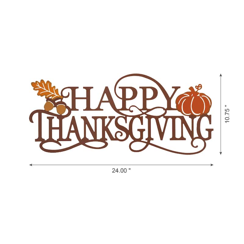 Glitzhome 24"L Fall Metal HAPPY THANKSGIVING / HAPPY HARVEST Wall Decor