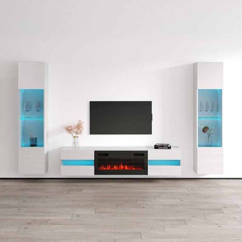 Metro BL-EF Floating Fireplace Entertainment Center - 42 - White