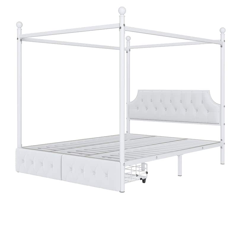 Upholstered Linen Platform Bed, Twin Size Floor Daybed Bed Frame with USB Ports, LED Belt and 2 Storage Drawers