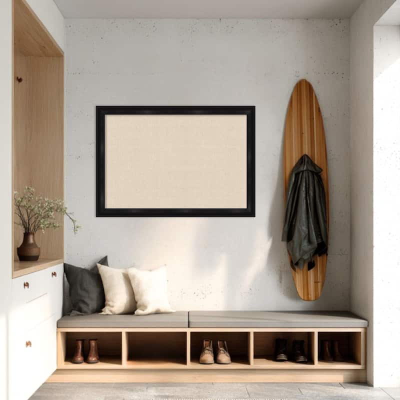 Amanti Art Framed Fabric Pinboard Natural Linen Printed Bulletin Board