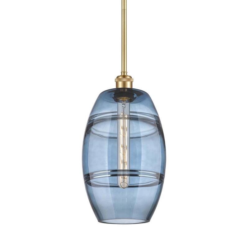 Innovations Lighting 516-1S-10-8 Vaz Pendant Vaz 8" Wide Mini Pendant - Satin Gold / Princess Blue