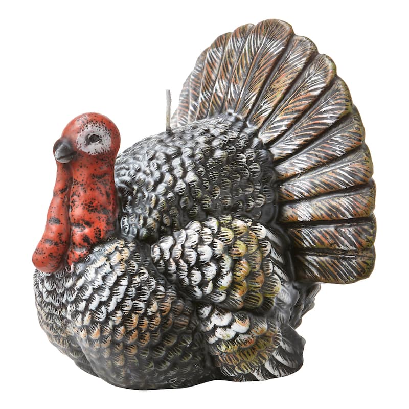 Teddy Turkey Candle - Sculpted Thanksgiving Candle, Multicolor Paraffin Wax, 26hrs Burn Time, 4.7" H x 4.5" L x 4.5" W