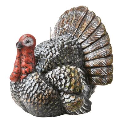 Teddy Turkey Candle - Sculpted Thanksgiving Candle, Multicolor Paraffin Wax, 26hrs Burn Time, 4.7" H x 4.5" L x 4.5" W