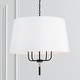 preview thumbnail 3 of 1, Beckham 4-light Glossy Black/ Aged Brass Drum Pendant w/ White Fabric Shade