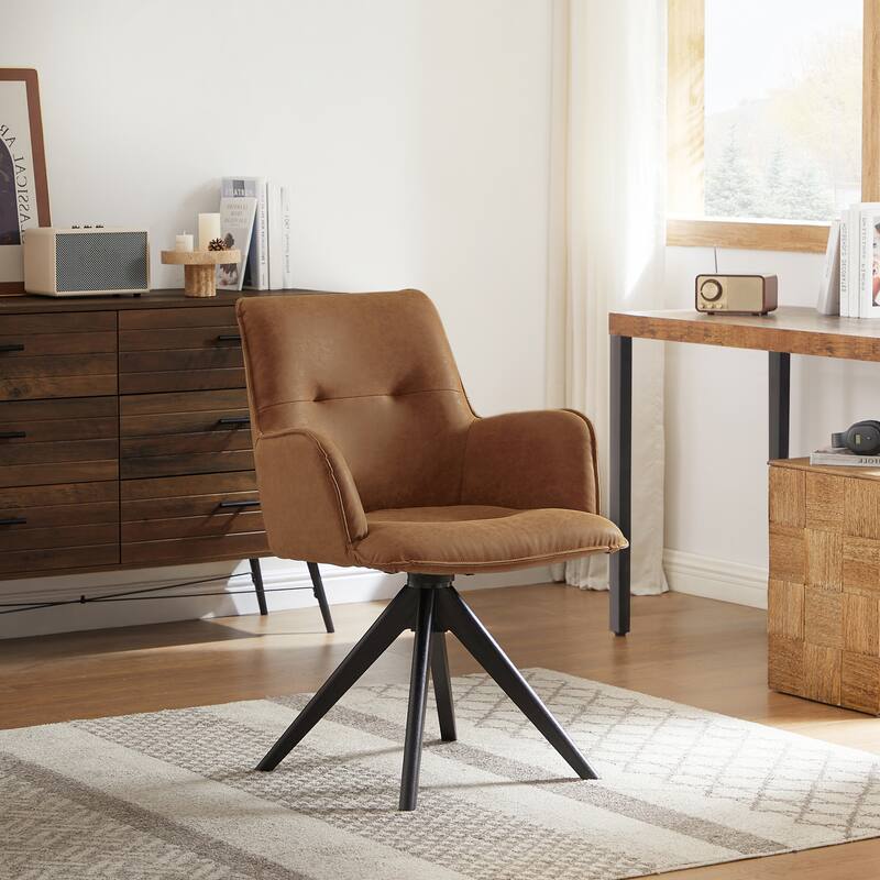 Art Leon Swivel Wood Accent Arm Chair