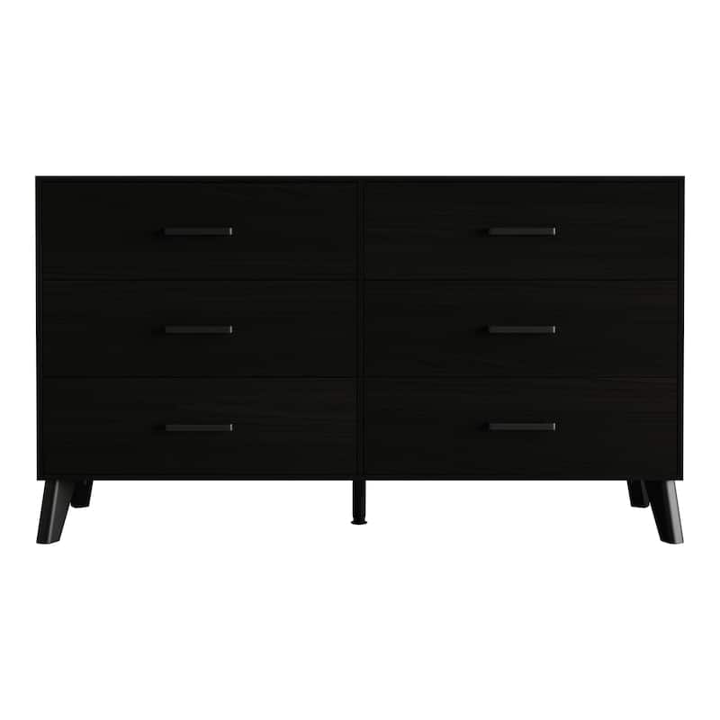 CraftPorch Classic Style 6-Drawers Wooden Dresser - Black
