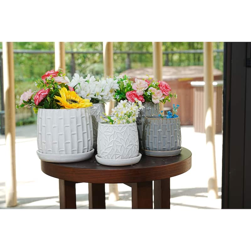 2 Pieces Ceramic Planter Pot, Modern Indoor Outdoor Flowerpot for Patio, Garden, or Windowsills