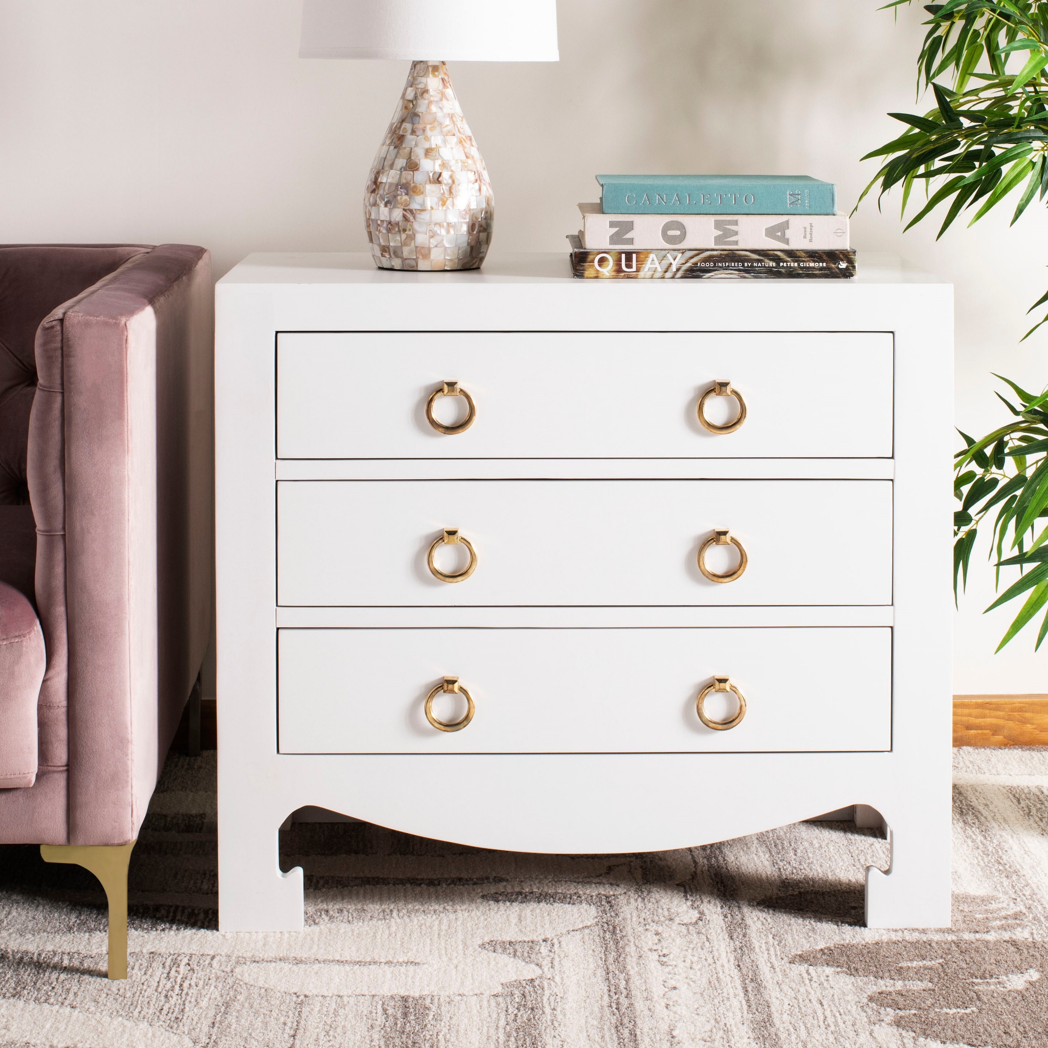 Safavieh Dion 3 Drawer Chest White Gold Overstock 22367024