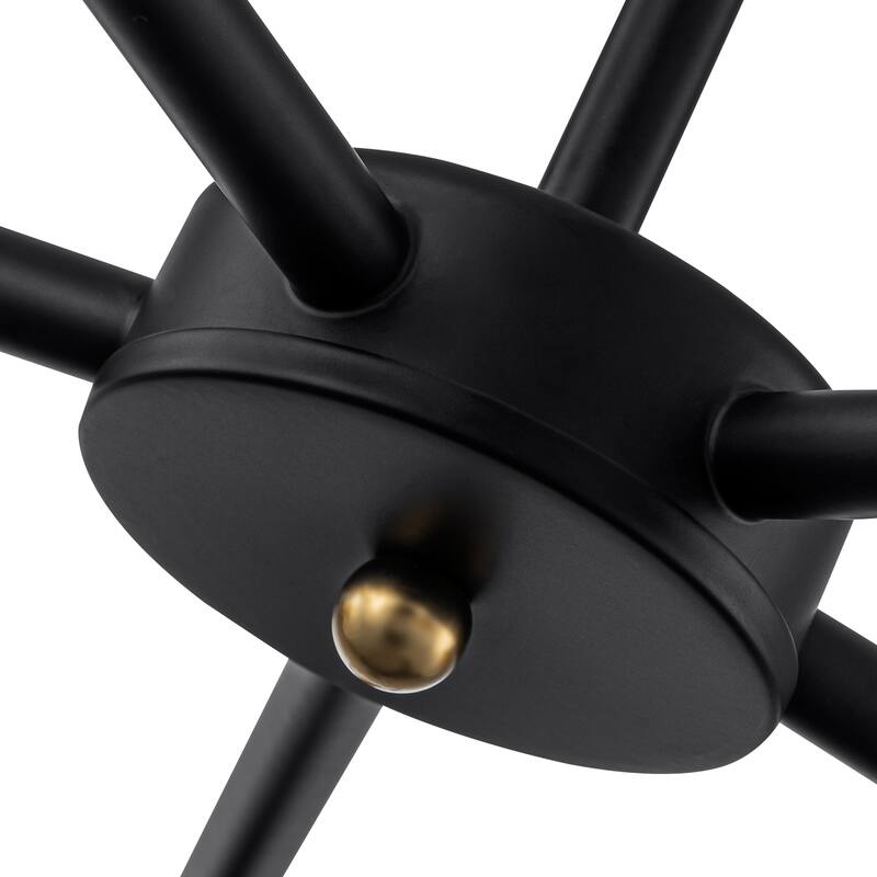 5-Light Modern Branch Chandelier with Clear Crackled Glass Globes - Dia.22.44-in