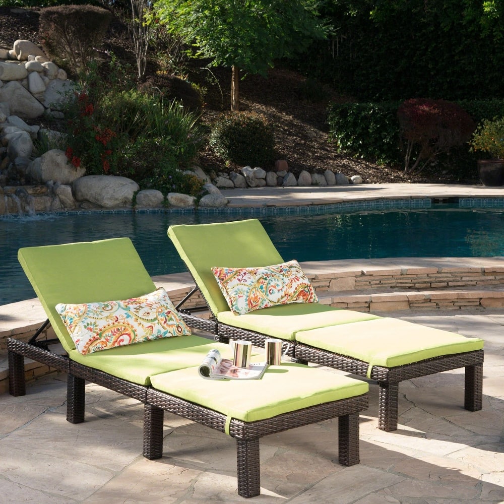 Jamaica Outdoor Chaise Lounge with Cushion (Set of 2) by Christopher Knight Home