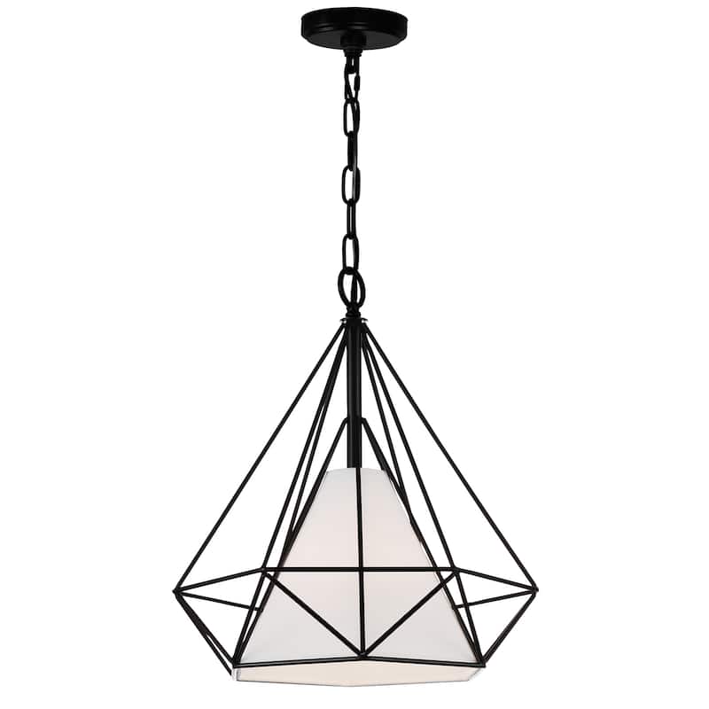 Diamond 1 Light Down Pendant With Black Finish - Black